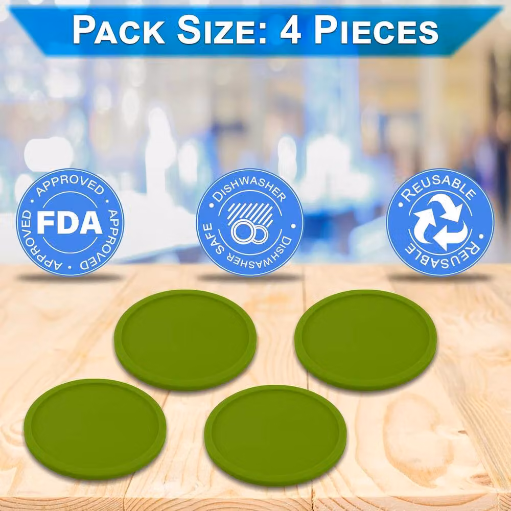 ATEK Non-Slip Round Silicone Coasters, Grey