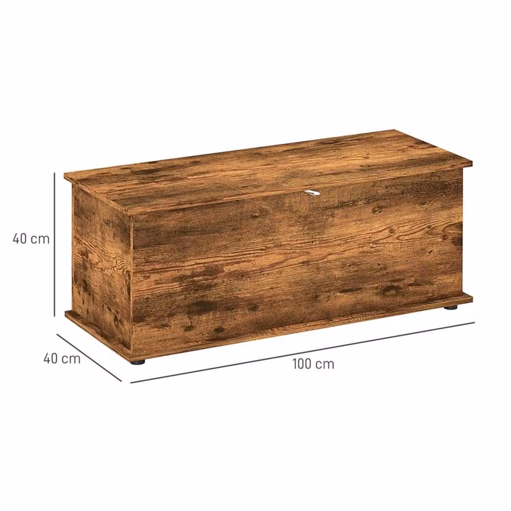 Nordara Storage Chest with Soft Close Lid in Brown, W: 120 cm, D: 90 cm, H: 40 cm – 2