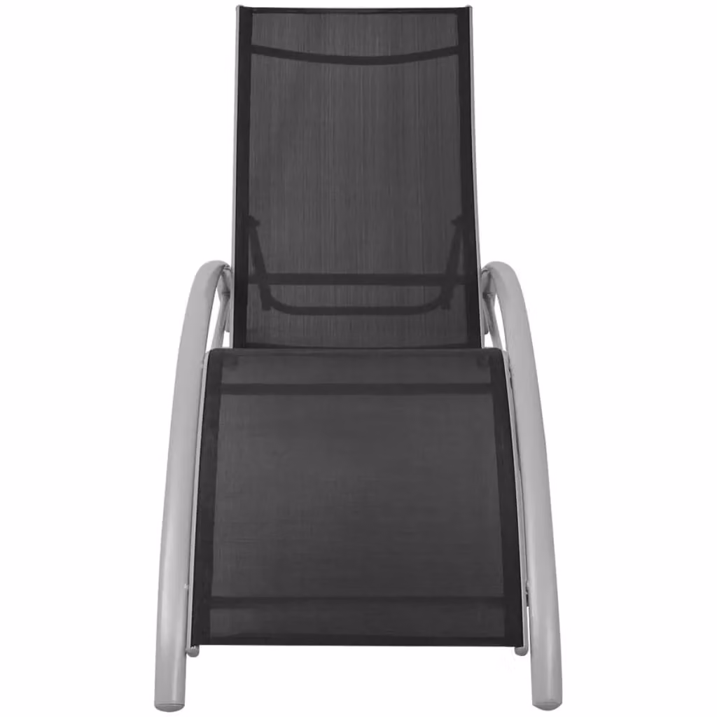 Berkfield Home Black Aluminium Sun Loungers with Umbrella and Adjustable Headrest – 3