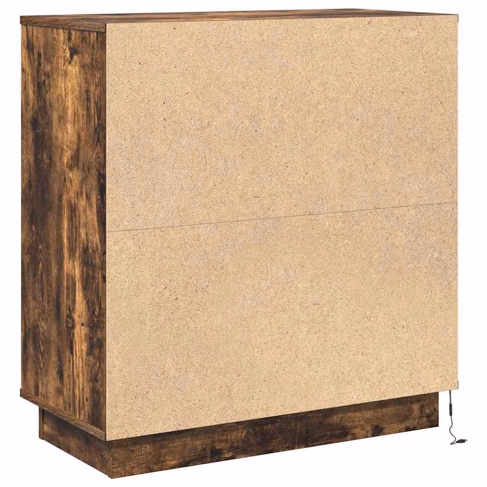 Berkfield Home Modern Bedside Cabinet with Integrated LED Lighting in Smoked Oak Brown, W/D/H: 71 x 34.5 x 75 cm – 4