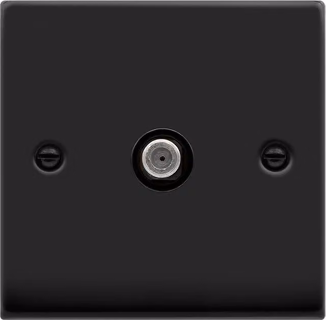 SE HOME Black 1 Gang Flush Plate Satellite Socket