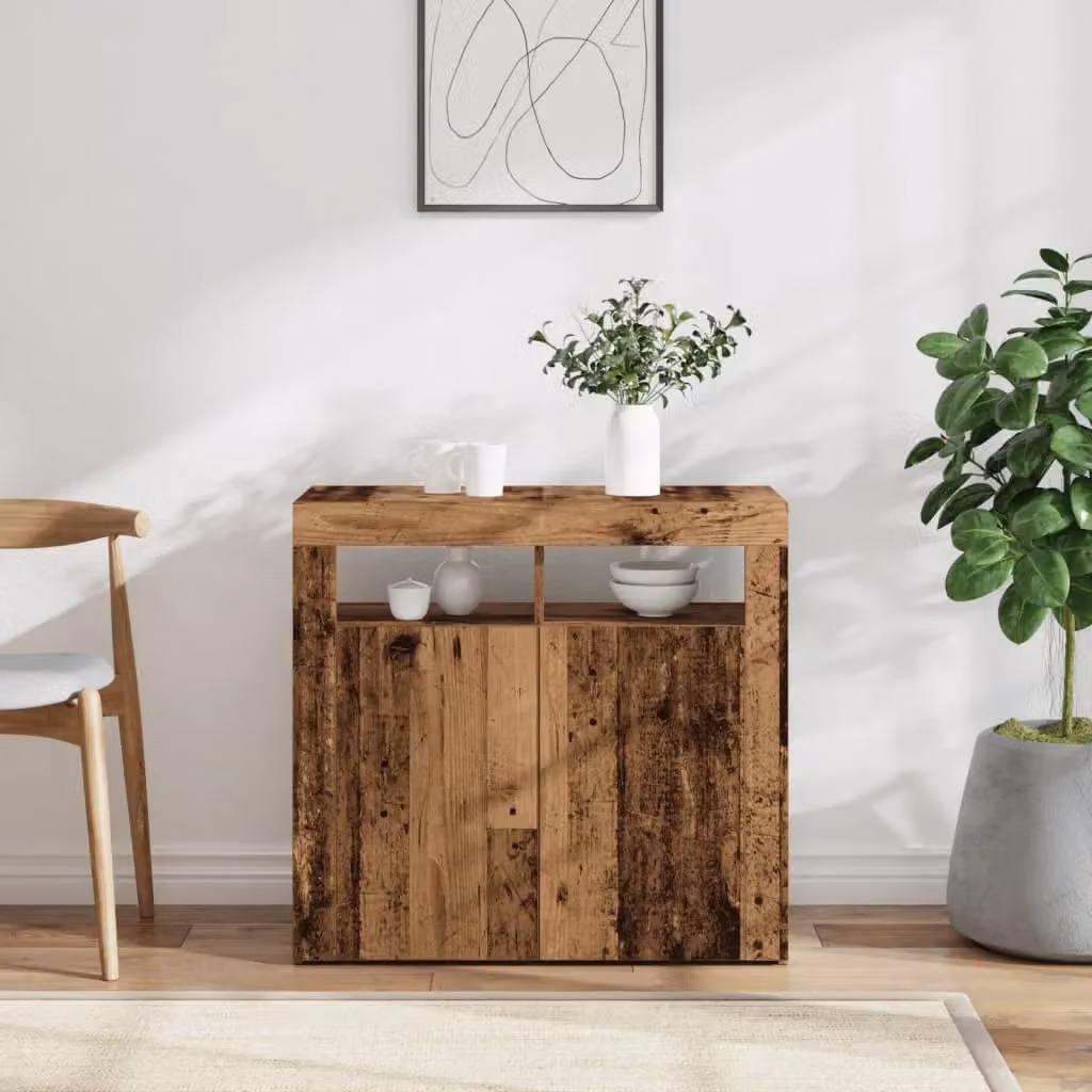 Berkfield Home Modern Sideboard with Integrated LED Lights in Brown, W/D/H: 80 x 35 x 75 cm – 3
