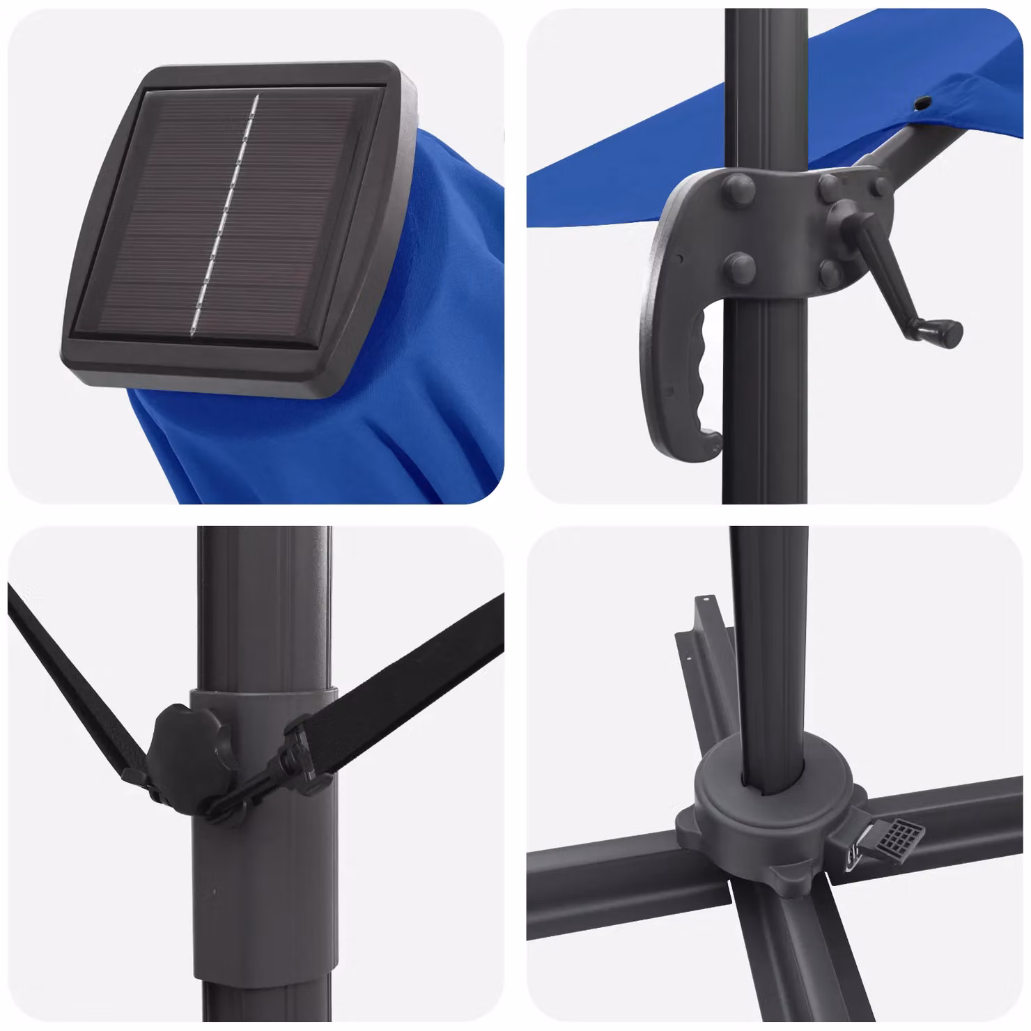Berkfield Home Roma Cantilever Parasol with LEDs in Azure Blue, Aluminium, W/D/H: 352 x 251 x 265 cm – 4