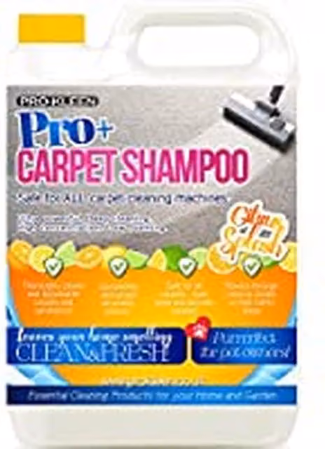 Pro-Kleen 4 in 1 Citrus Carpet Shampoo and Upholstery Cleaning Solution, 5 l, Yellow