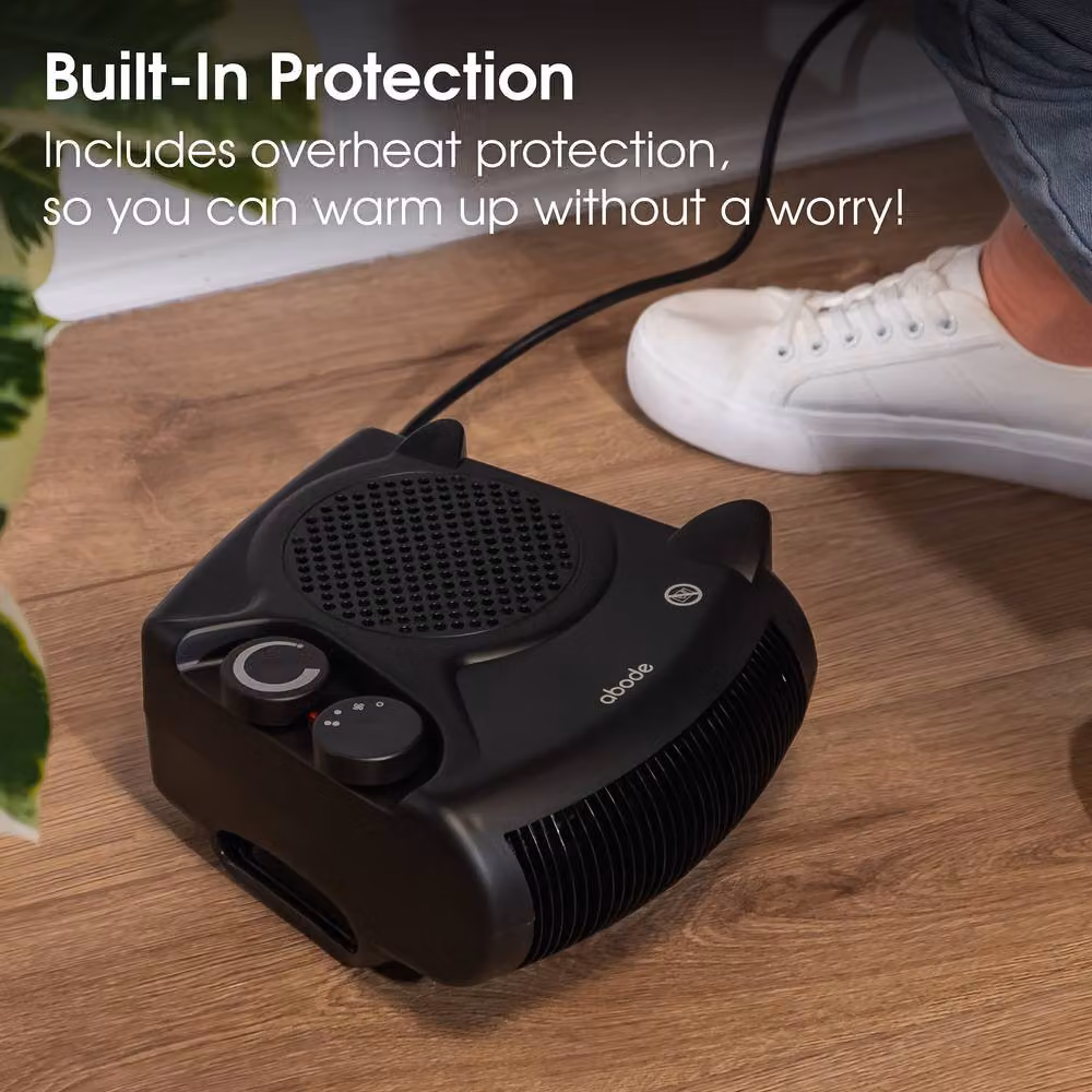 Abode AFH1001 2000W Electric Fan Heater with 2 Heat Settings and Overheat Protection in Black – 7