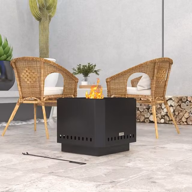 Outsunny Smokeless Metal Fire Pit, Black