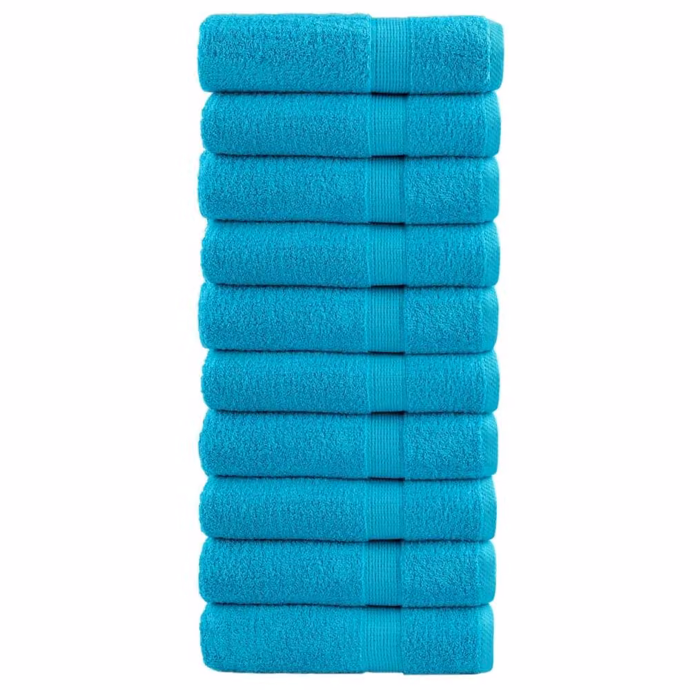 Berkfield Home SOLUND Premium Cotton Terry Shower Towels, 10 Piece Set, Turquoise, W: 70 cm, L: 140 cm, 600 gsm – 2