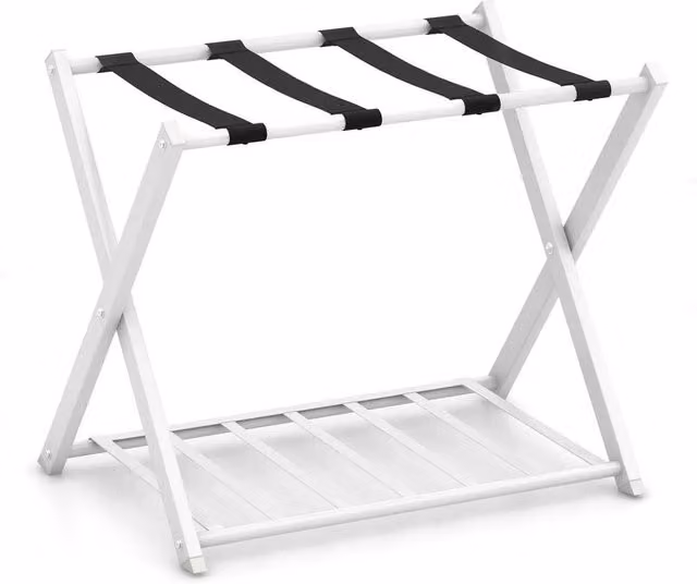 FORGEVIO Folding Metal Luggage Rack and Suitcase Stand in Matt White – 1