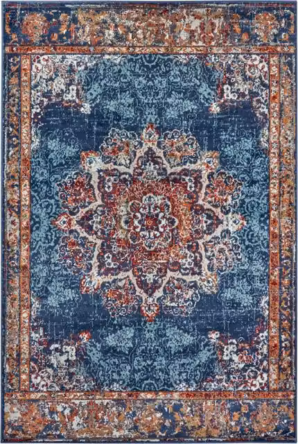 THE RUGS Orient Maderno Medallion Oriental Rug in Blue and Red, W/D/H: 170 x 120 cm