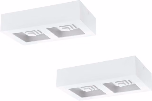 Loops 2 Pack Modern White LED Wall and Ceiling Box Lamps, W/D/H: 255 x 140 x 140 mm
