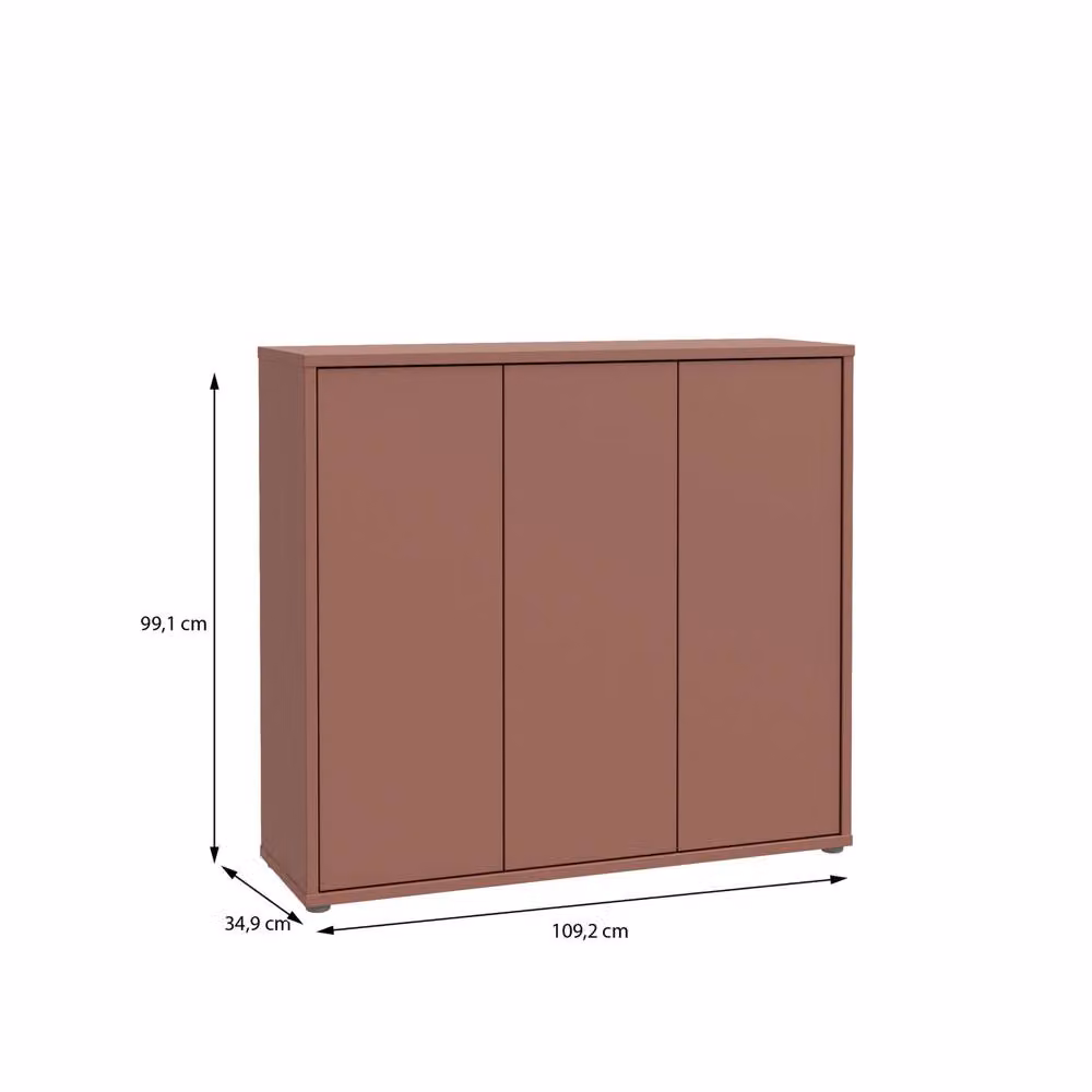 Furniture To Go Alice Springs Modern Shoe Cabinet in Terracotta with 3 Push-to-Open Doors – 3