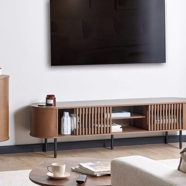Wyld Haus Retro Brown MDF and Metal Media TV Stand – 1