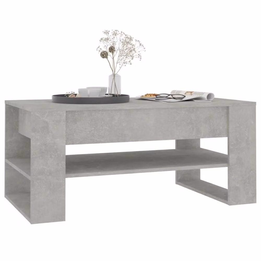Berkfield Home Modern Rectangular Coffee Table in Concrete Grey, W/D/H: 102 x 55 x 45 cm – 3