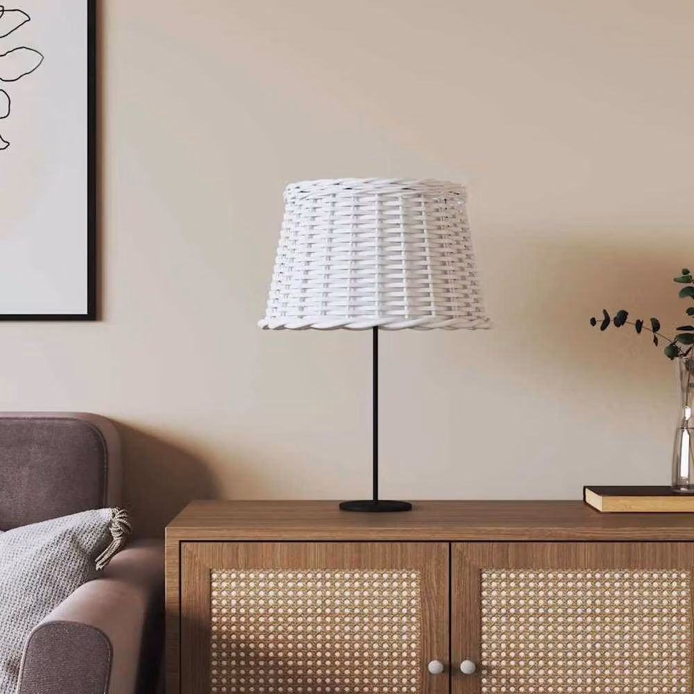 Berkfield Home Wicker Lamp Shade in White, W: 45 cm, D: 28 cm, H: 28 cm – 1