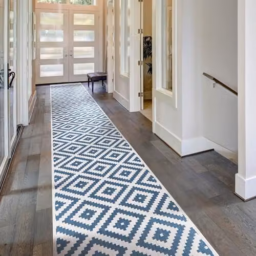 runrug Reversible Indoor/Outdoor Hallway Runner Rug, Blue, W: 70 cm, L: 180 cm