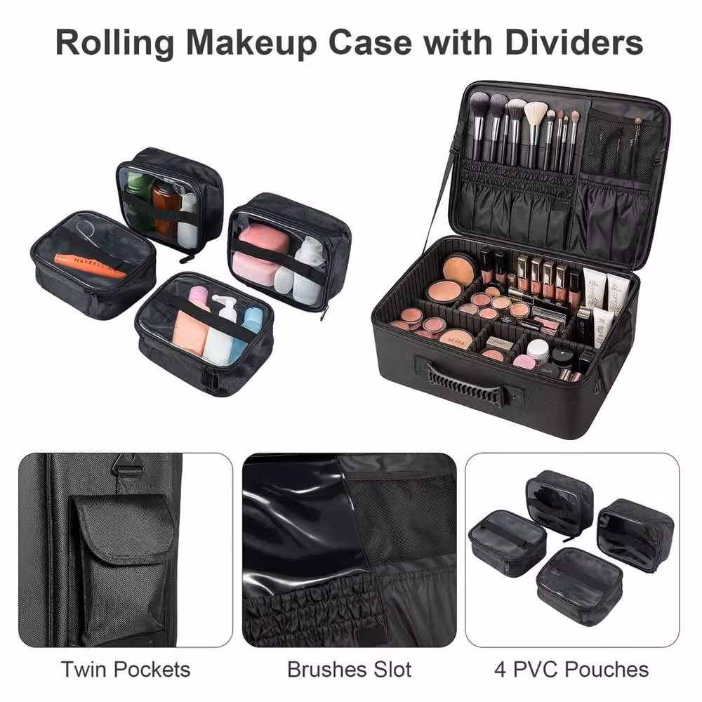 Nordara Canvas Salon Trolley with Wheels in Black – 3