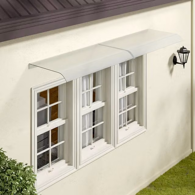 Lifeideas Outdoor Transparent Frosted Awning in White, W/D/H: 160 x 43 cm