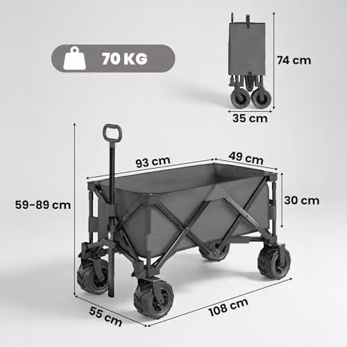 Outsunny Festival Trolley Garden Cart with Metal Frame, Grey – 6
