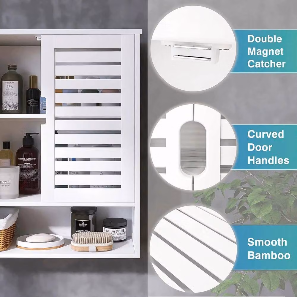 KORVIXA White Modern Wall Mounted 2-Door Cabinet with Internal Shelves – 5
