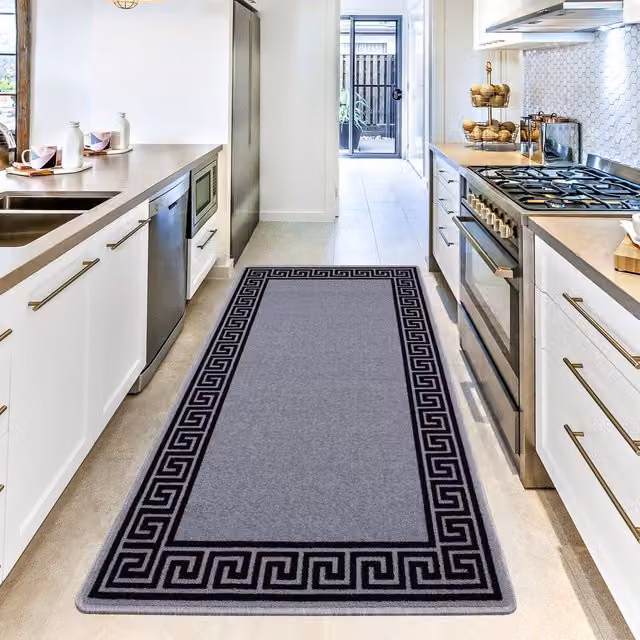 Smart Living Non-slip Striped Gel Door Mat, Grey and Black, W: 60 cm, D: 40 cm