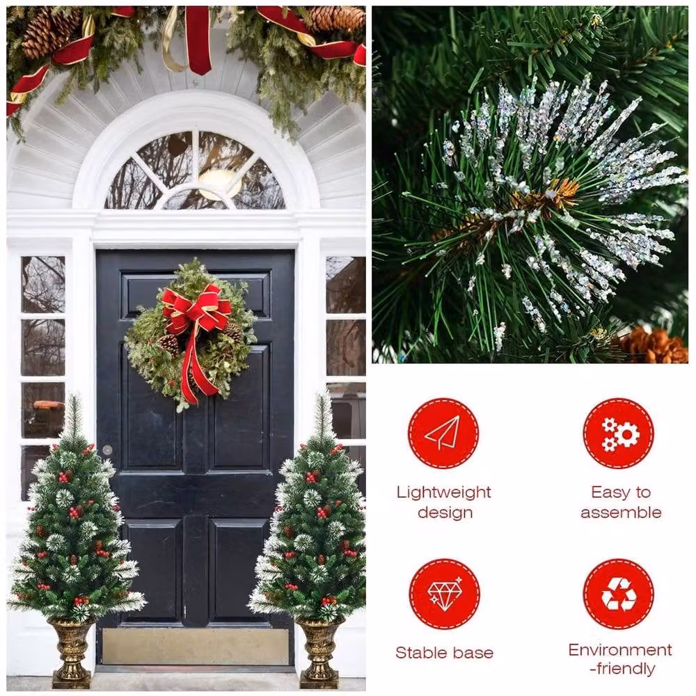KORVIXA 4ft Green Artificial Christmas Tree, W/D: 100 x 100 cm – 4