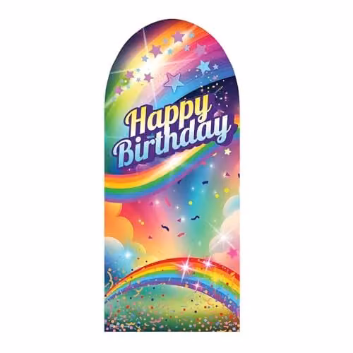 Star Cutouts SC4615 Rainbow Birthday Backdrop Sailboard Cardboard Cut Out, Multicolour, Height: 185 cm
