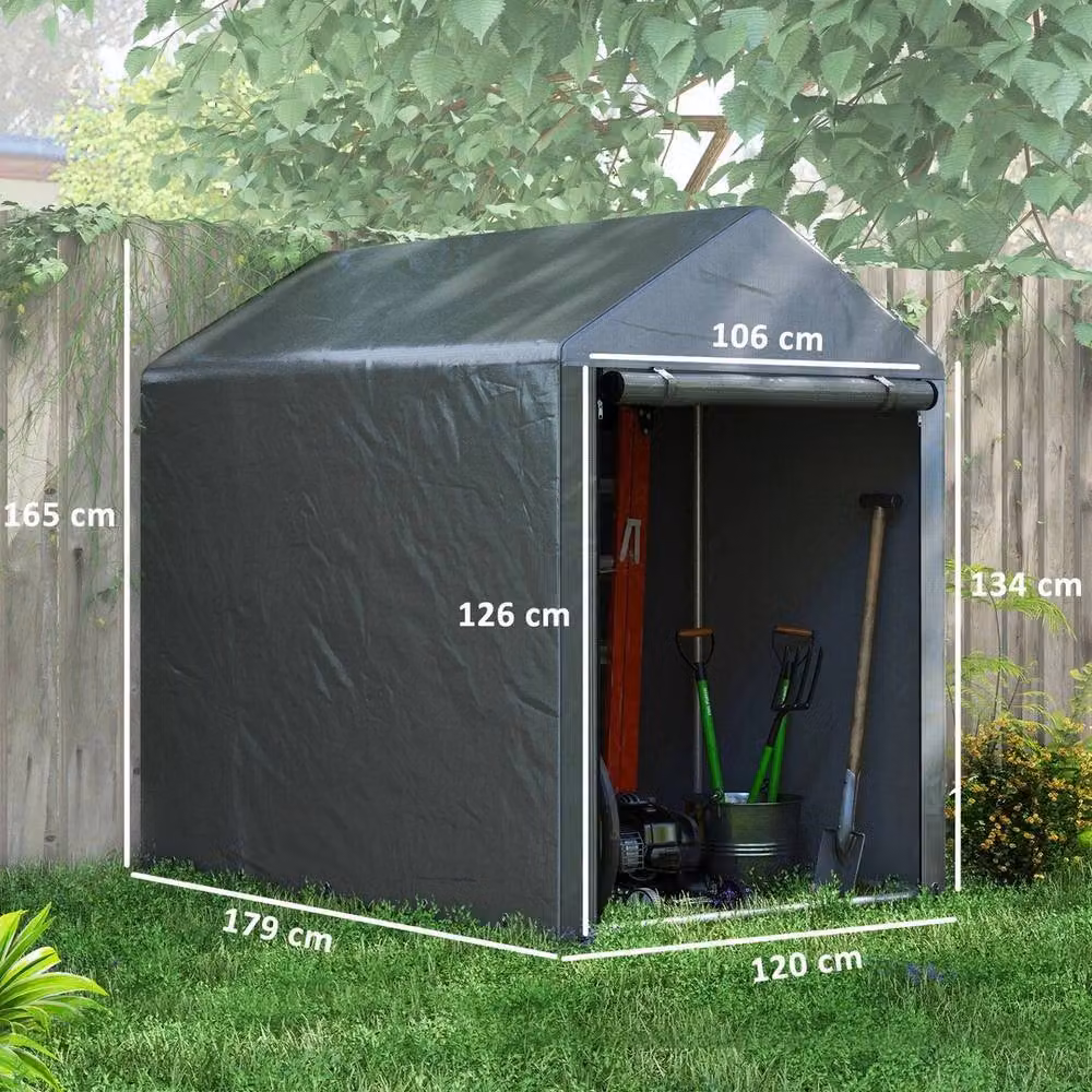 EONLION Grey Portable Plastic Garden Shed with Single Door and Gable Roof – 2