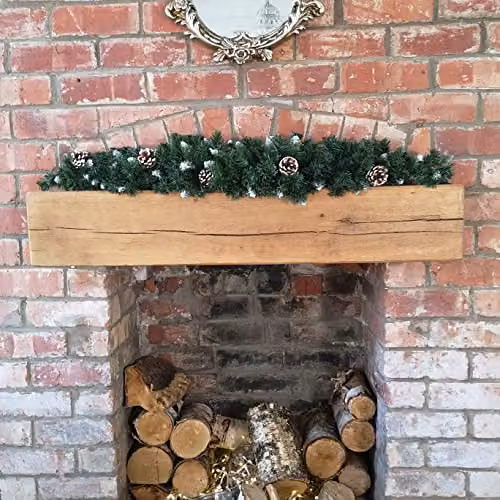 Samuel ALEXANDER Snow King Fir Christmas Swag Garland with Pine Cones and Snow Tips, Green, Brown and White, Length: 90 cm – 2
