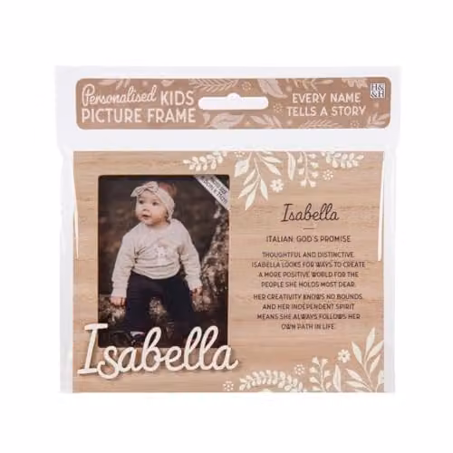History & Heraldry Isabella Pre-personalised Child's Floral Picture Frame, Brown, 8.5 x 11 cm
