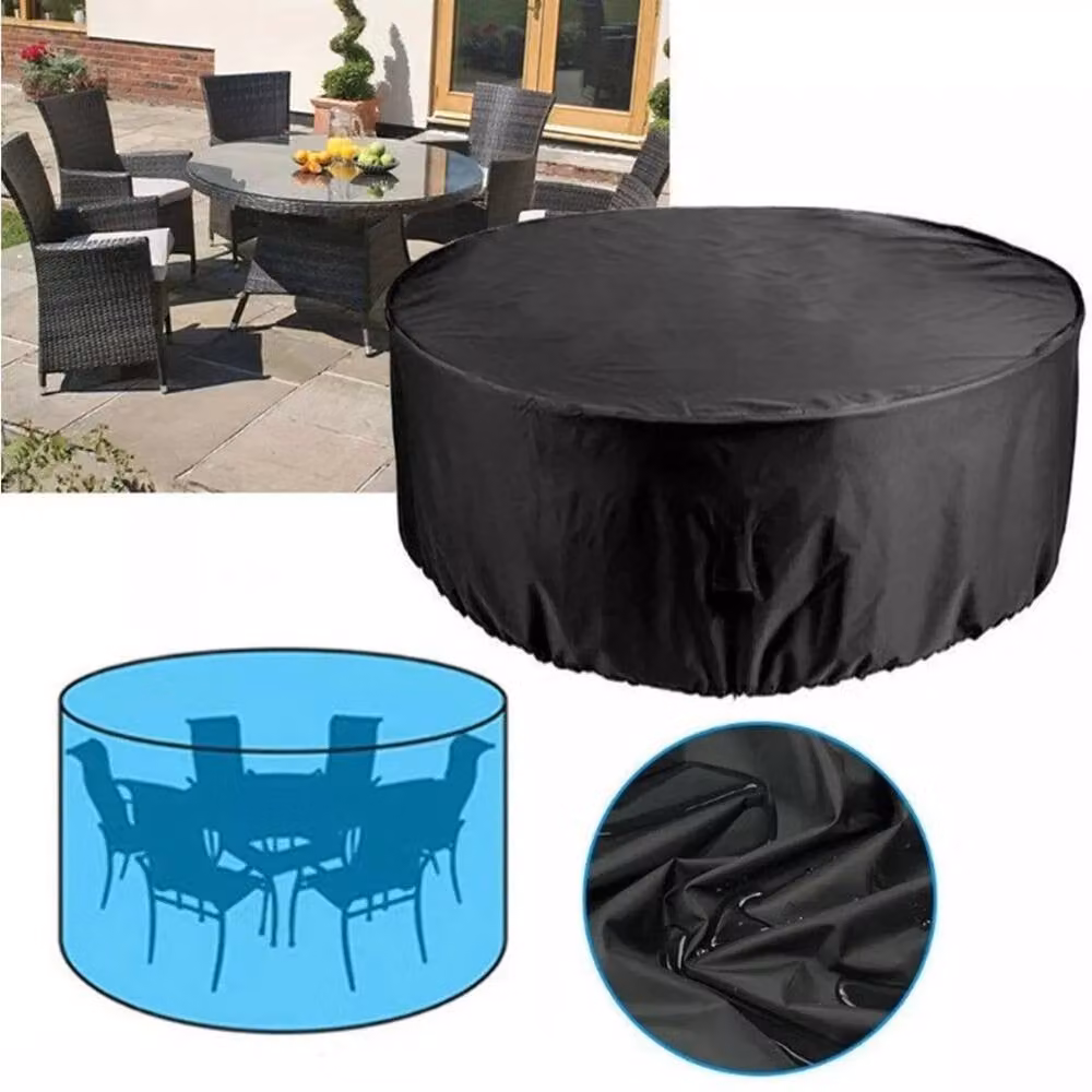 NESTLUNE Heavy Duty Waterproof Round Furniture Cover, Black, Diameter: 128 cm – 4