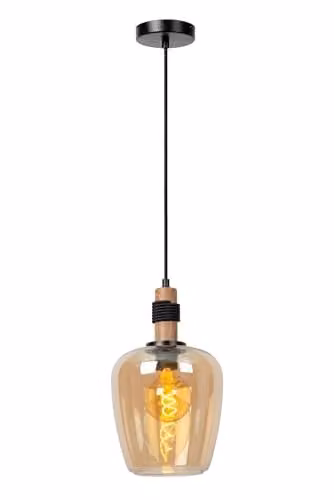 Lucide Ilona Amber Transparent Glass Pendant Light, Diameter: 22 cm – 1