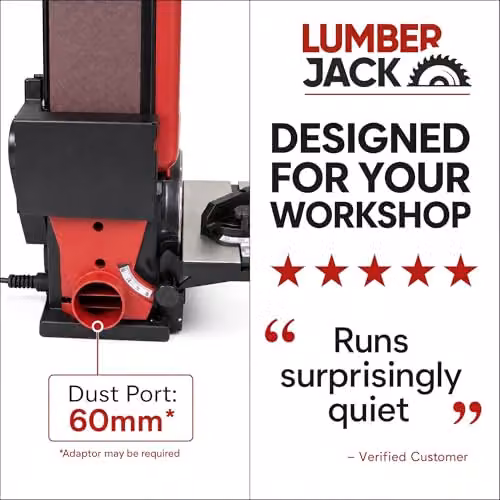 Lumberjack 370W Belt and Disc Benchtop Sander Linisher with Heavy Duty Cast Iron Base in Red – 6