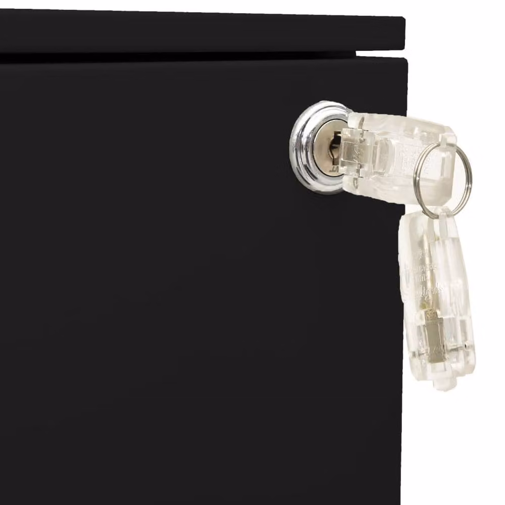 Berkfield Home Mobile File Cabinet in Black Metal with Lock and Castors, W/D/H: 39 x 45 x 67 cm – 4