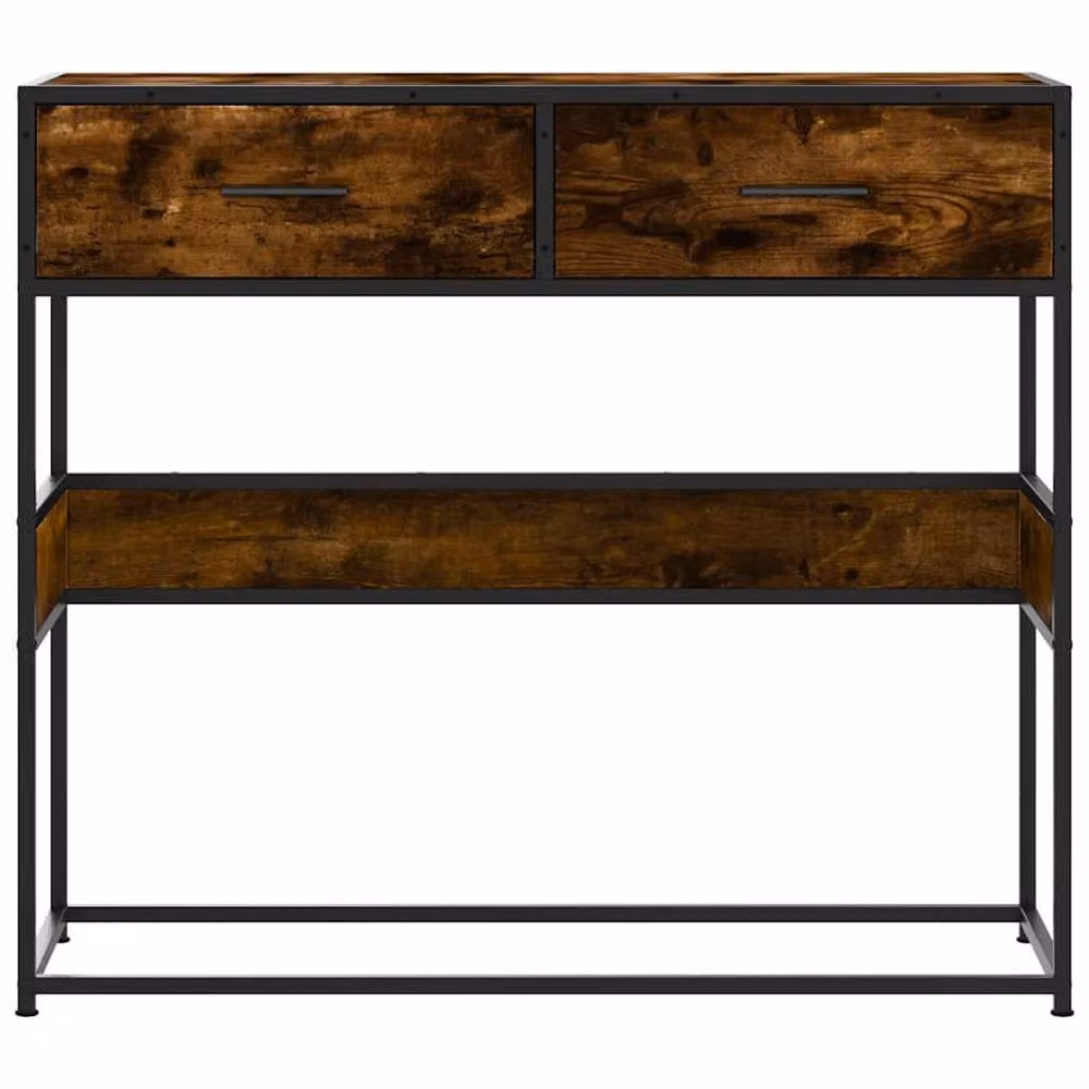 Berkfield Home Smoked Oak Console Table in Brown, W/D/H: 90 x 35 x 80 cm – 3
