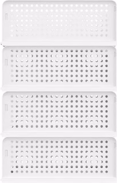 NESTLUNE 4 Tier Stackable and Foldable Wardrobe Organiser Rack in White