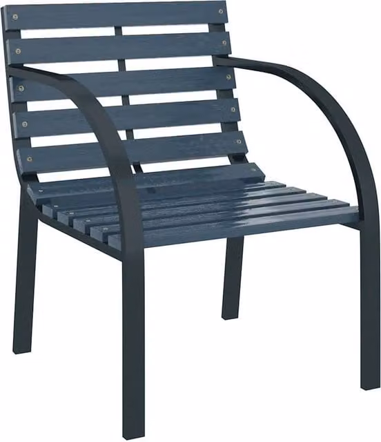 Berkfield Home Classic Garden Chairs, 2 Piece Set in Grey Wood and Steel, W/D/H: 56 x 61 x 76 cm – 1