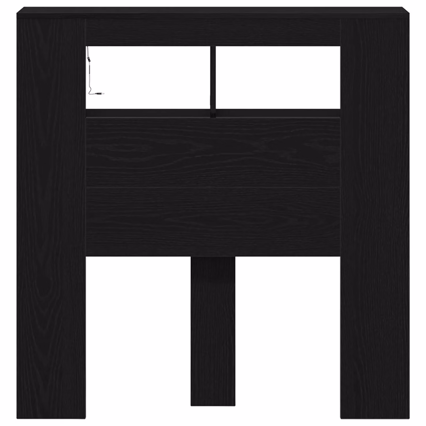 Berkfield Home Storage Headboard with LED Lights in Black Oak, W: 103.5 cm, D: 18.5 cm, H: 103.5 cm – 4