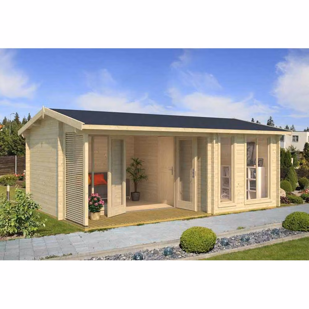 Lasita Maja Ltd Montrose 44 Log Cabin Home Office in Beige, W: 429.7 cm, D: 615 cm, H: 250.8 cm – 3