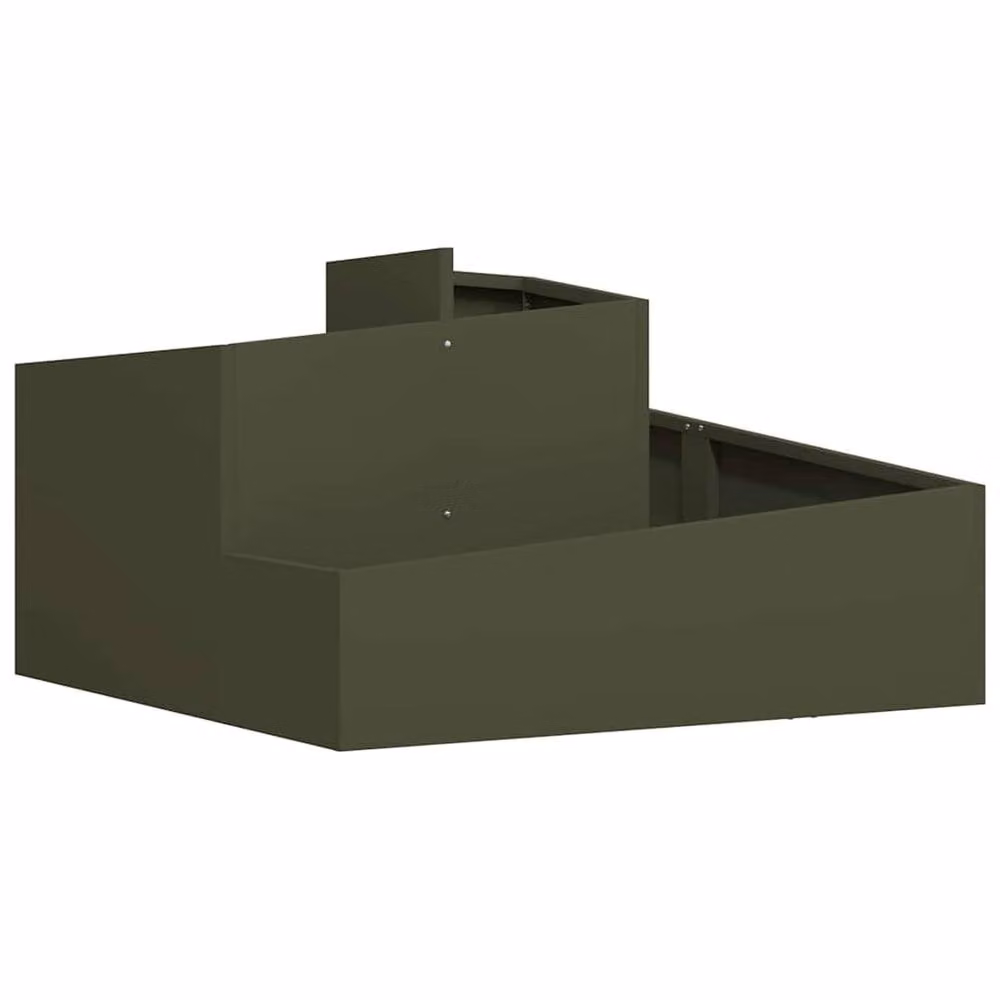 Berkfield Home Green Steel Planter Tub W: 80 cm, D: 80 cm, H: 50 cm – 3