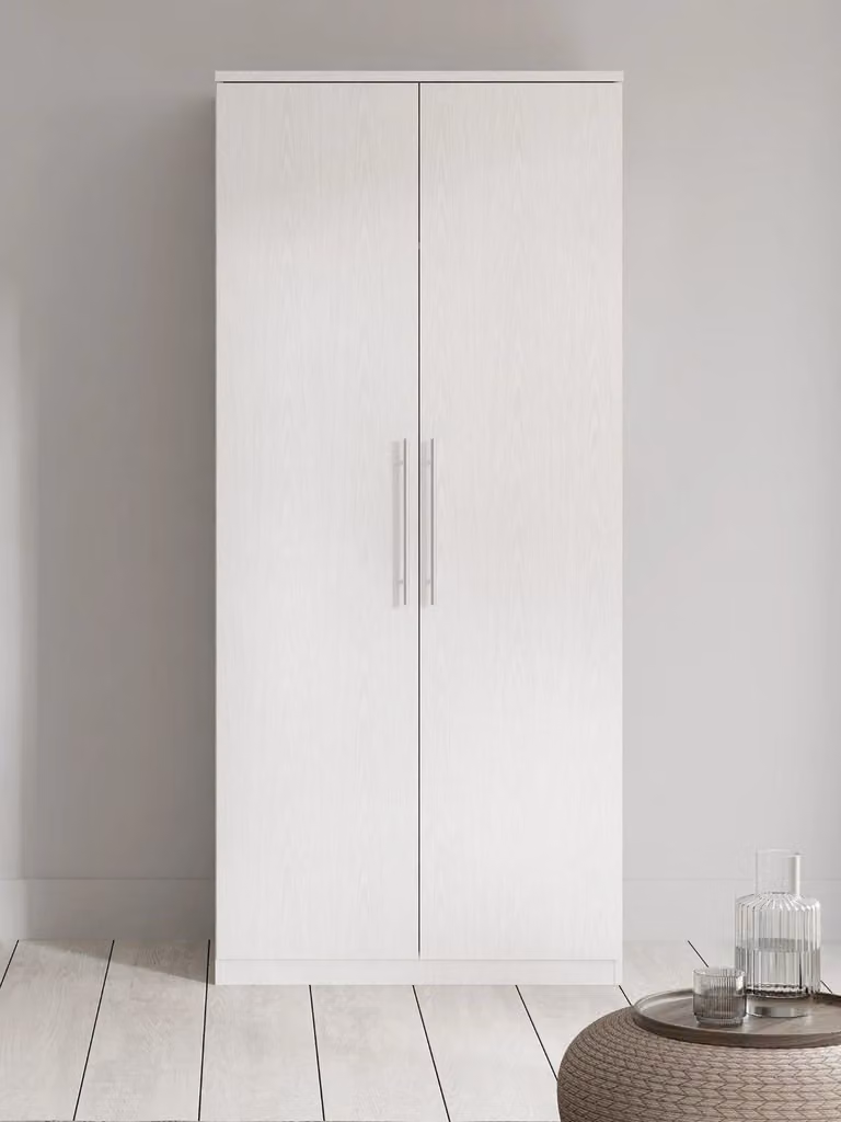 Prague 2 Door Wardrobe in White Modern Bedroom Furniture