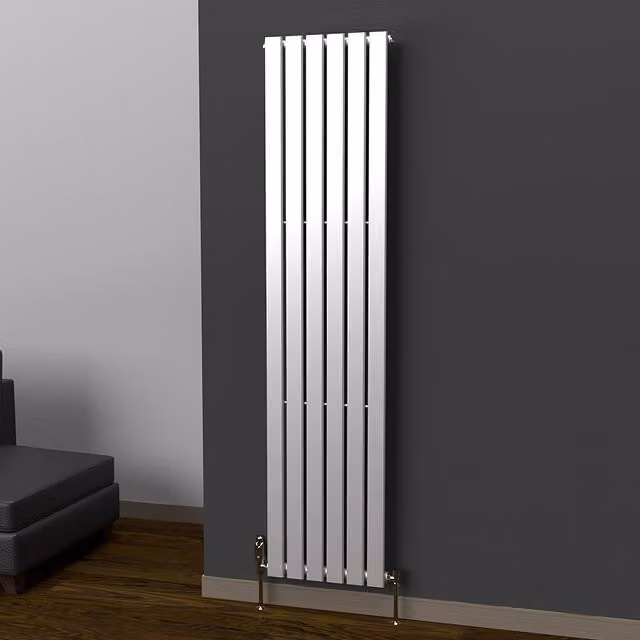 Lux Heat Flat Coloured Vertical Steel Radiator in Metallic Silver, H 180 cm x W 42 cm