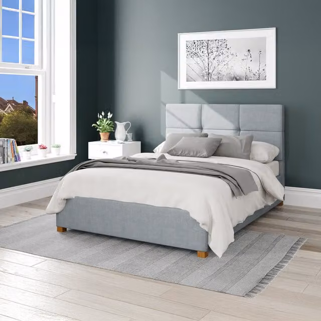 Aspire Caine Woven Ottoman Storage Bed in Blue, Single, W/D/H: 90 x 190 cm