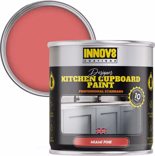 Innov8 Coatings Designer Kitchen Cupboard Paint, Pink, Satin Finish, 0.75 l