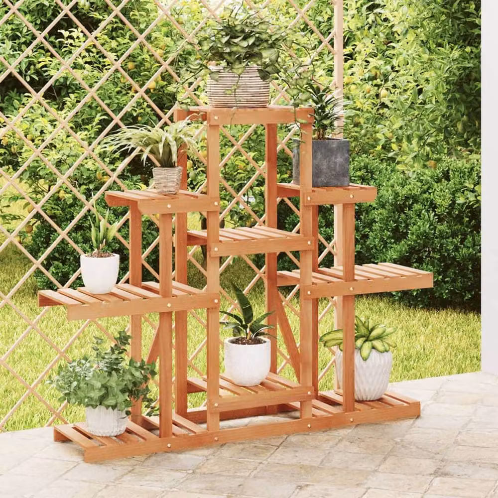Berkfield Home Elegant Flower Stand in Brown Solid Wood, W/D/H: 110 x 25 x 96 cm – 2