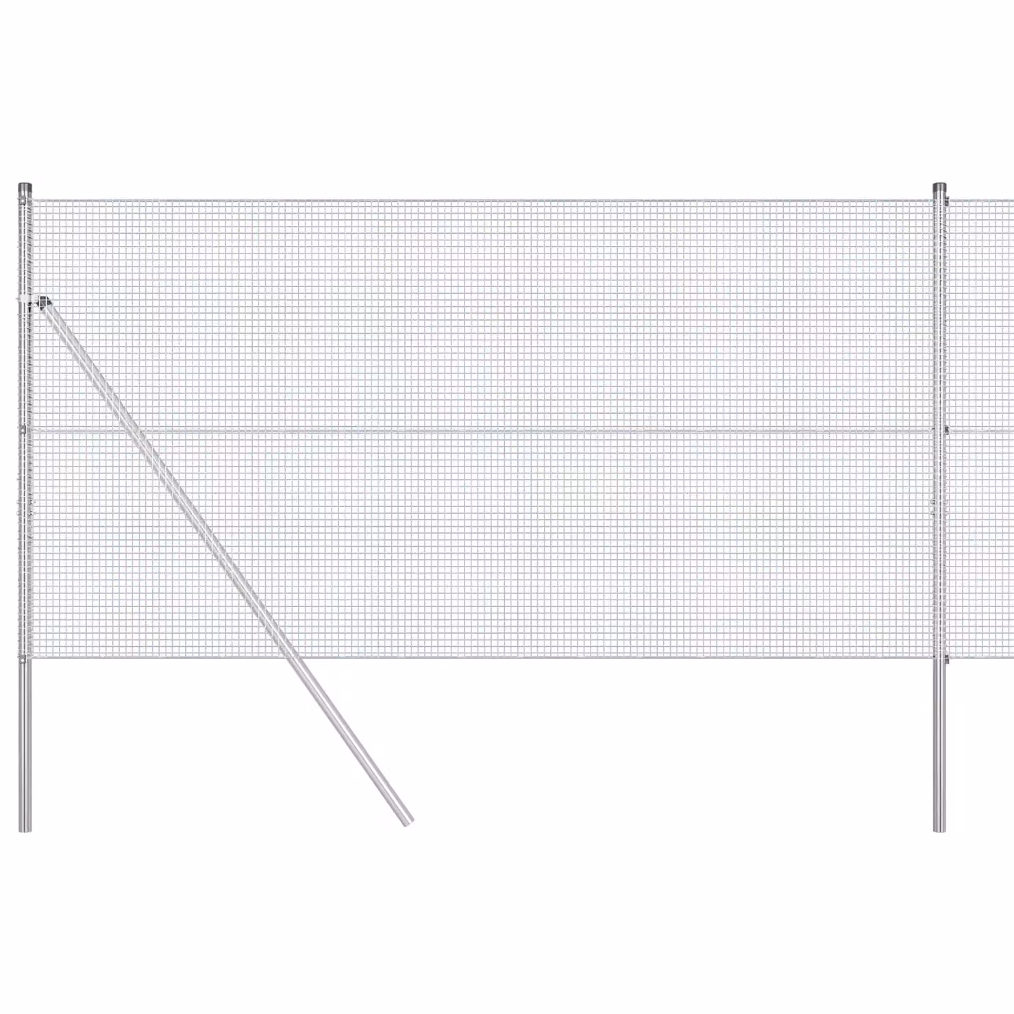Berkfield Home Silver Galvanised Steel Welded Wire Fence with 7 Round Posts, W: 120 cm, L: 10 m – 2