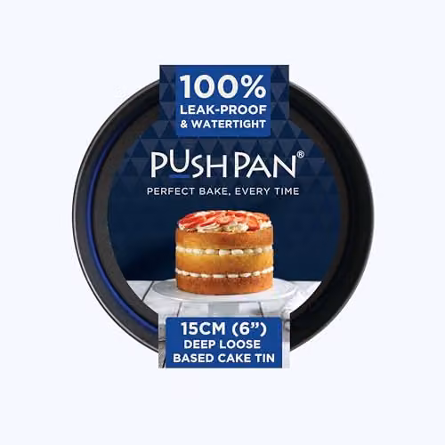 PushPan Set of 2 Non-Stick Round Carbon Steel Cake Tins in Grey and Blue, Diameter: 15 cm, Depth: 15.24 cm – 1