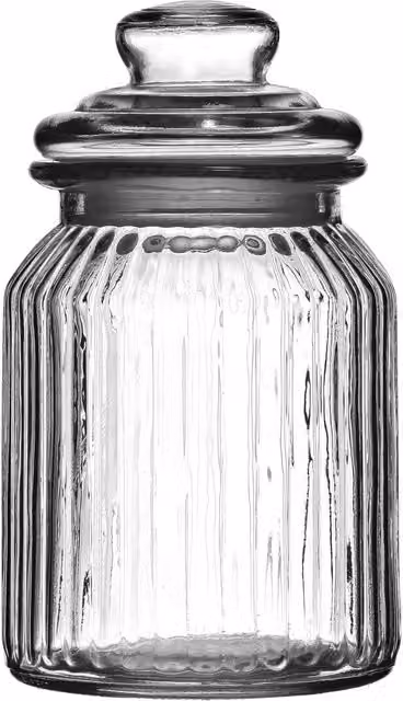 Orsina Ribbed Glass Storage Jar in Transparent – 3