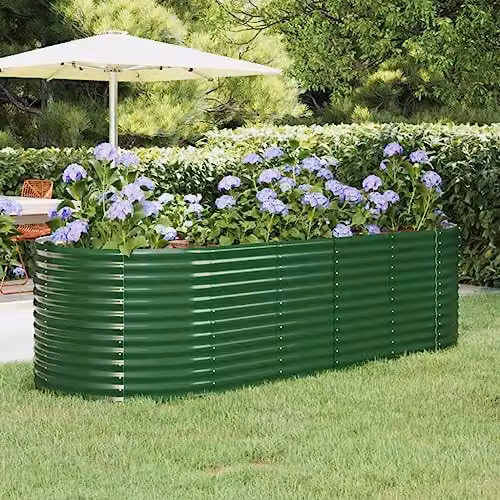 vidaXL Green Powder Coated Steel Planter Tub W: 249 cm, D: 100 cm, H: 68 cm – 2