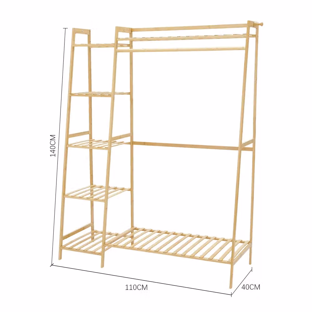 Living and Home 7 Tier Bamboo Clothing Garment Rack and Storage Shelf in Natural – 2