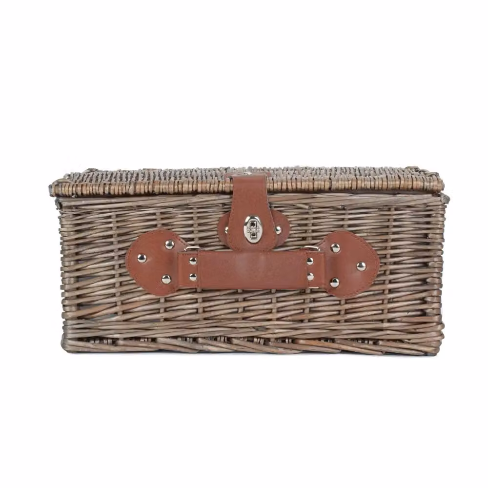 Red Hamper Wicker 2 Person Chiller Fitted Picnic Basket in Grey and Red – 2